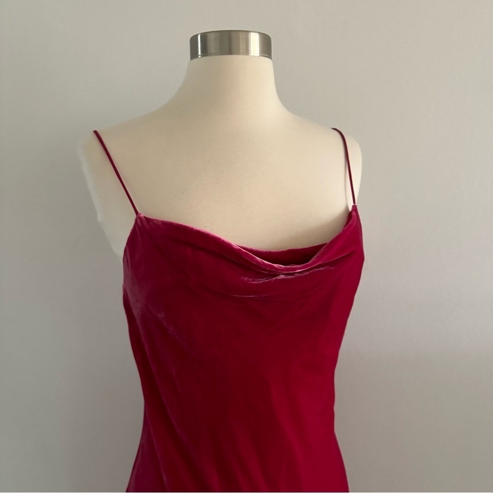 NEW Banana Republic Rita Maxi Velvet Dress XS Bright Berry - Picture 5 of 11